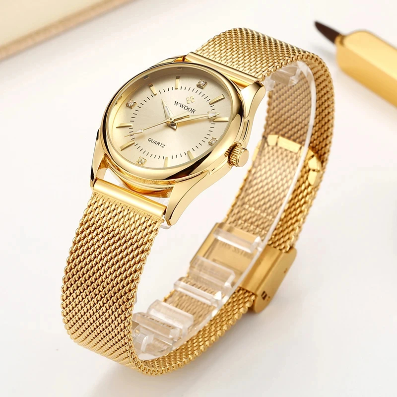 WWOOR, reloj dorado de marca d - Luxury Lifestyle Women reseña y precio